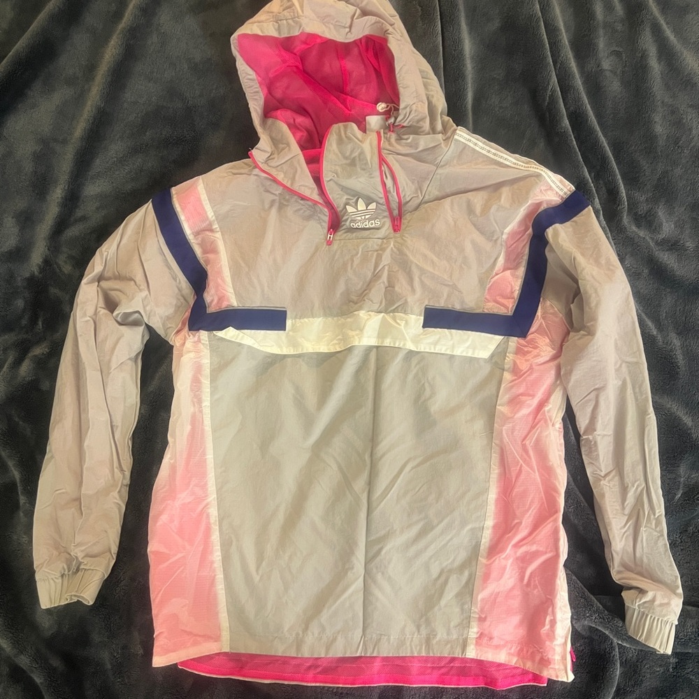 Adidas Pink and White Mesh Jacket
